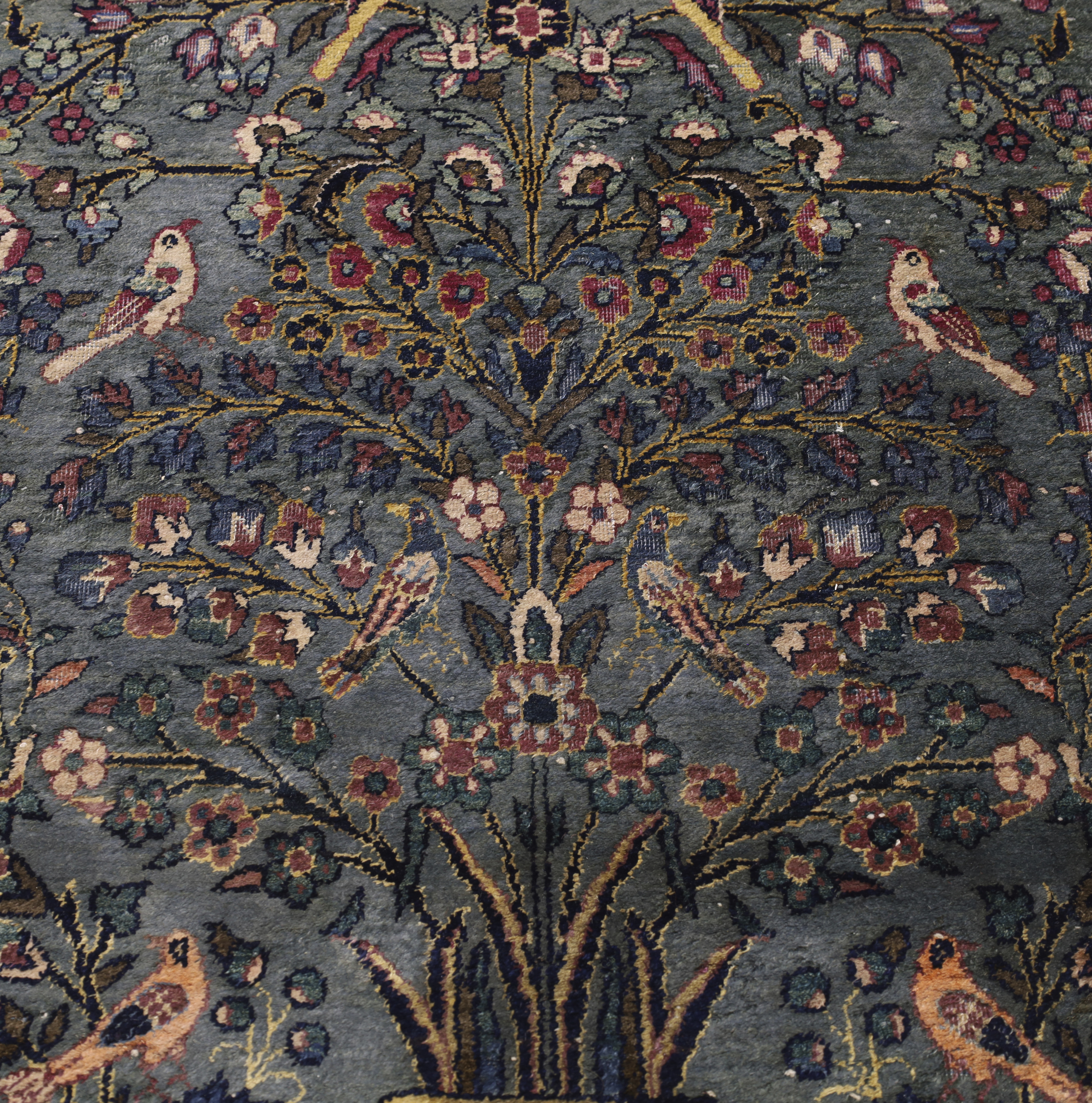 A pair of Persian silk Kashan rugs, Last quarter 19th century, The central field with a vase of f... - Image 3 of 4