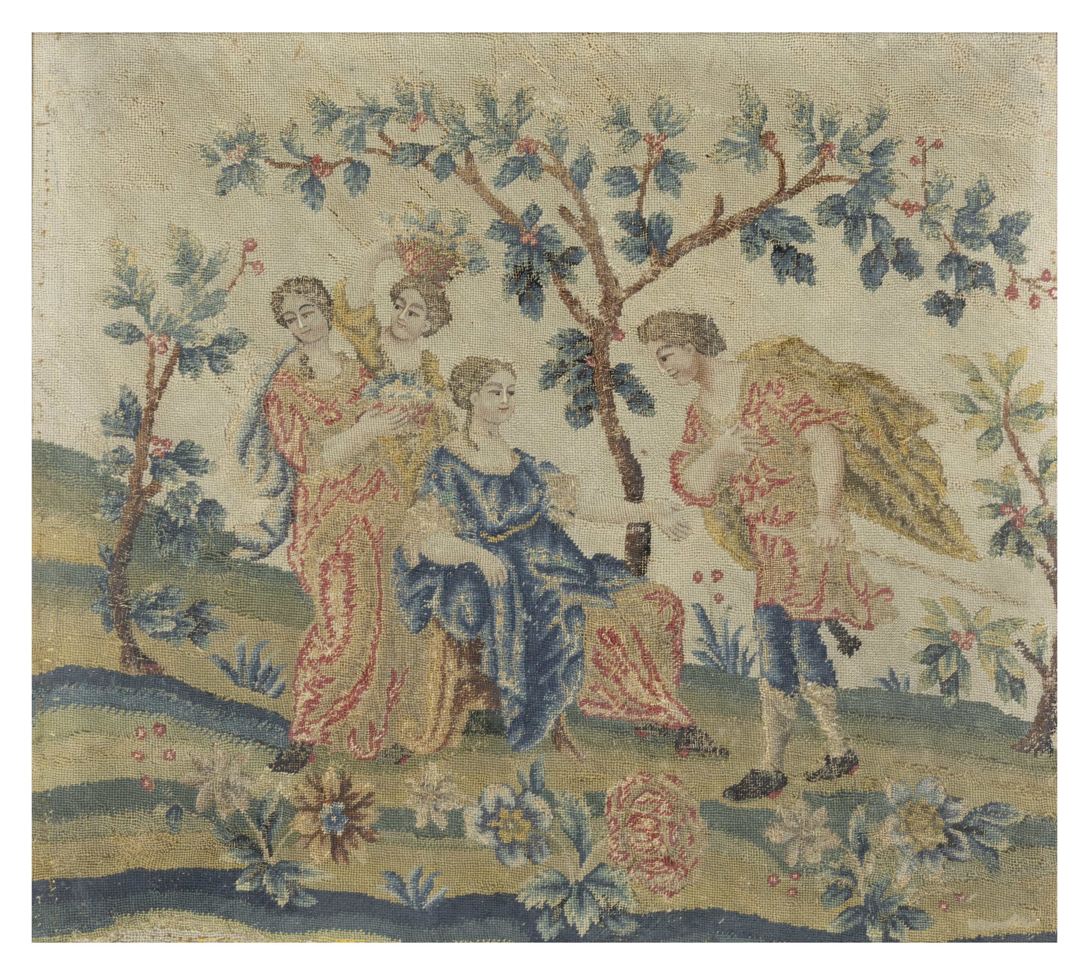 Two French needlework fragments, First half 18th century, Worked in wools and silks, one depictin... - Image 4 of 5