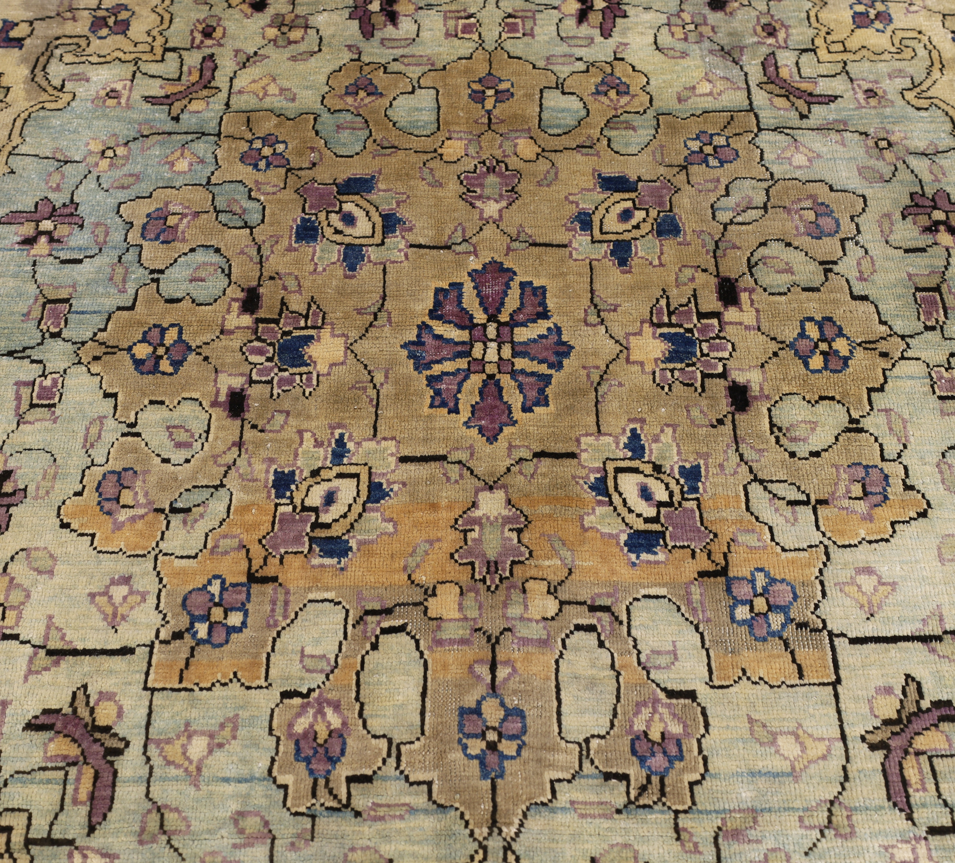 A Persian silk Kashan mat, Signed, last quarter 19th century, The central field with floral desig... - Image 4 of 5