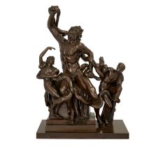 A French bronze group of the Laocoön, After the Antique, late 19th century, Depicting the Trojan ...