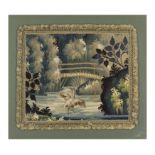 A Flemish verdure tapestry fragment, 17th century, Woven in wools and silks, depicting a heron be...