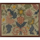 An English needlework panel, Early 18th century style, largely reworked, Worked in wool, with cen...