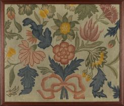 An English needlework panel, Early 18th century style, largely reworked, Worked in wool, with cen...