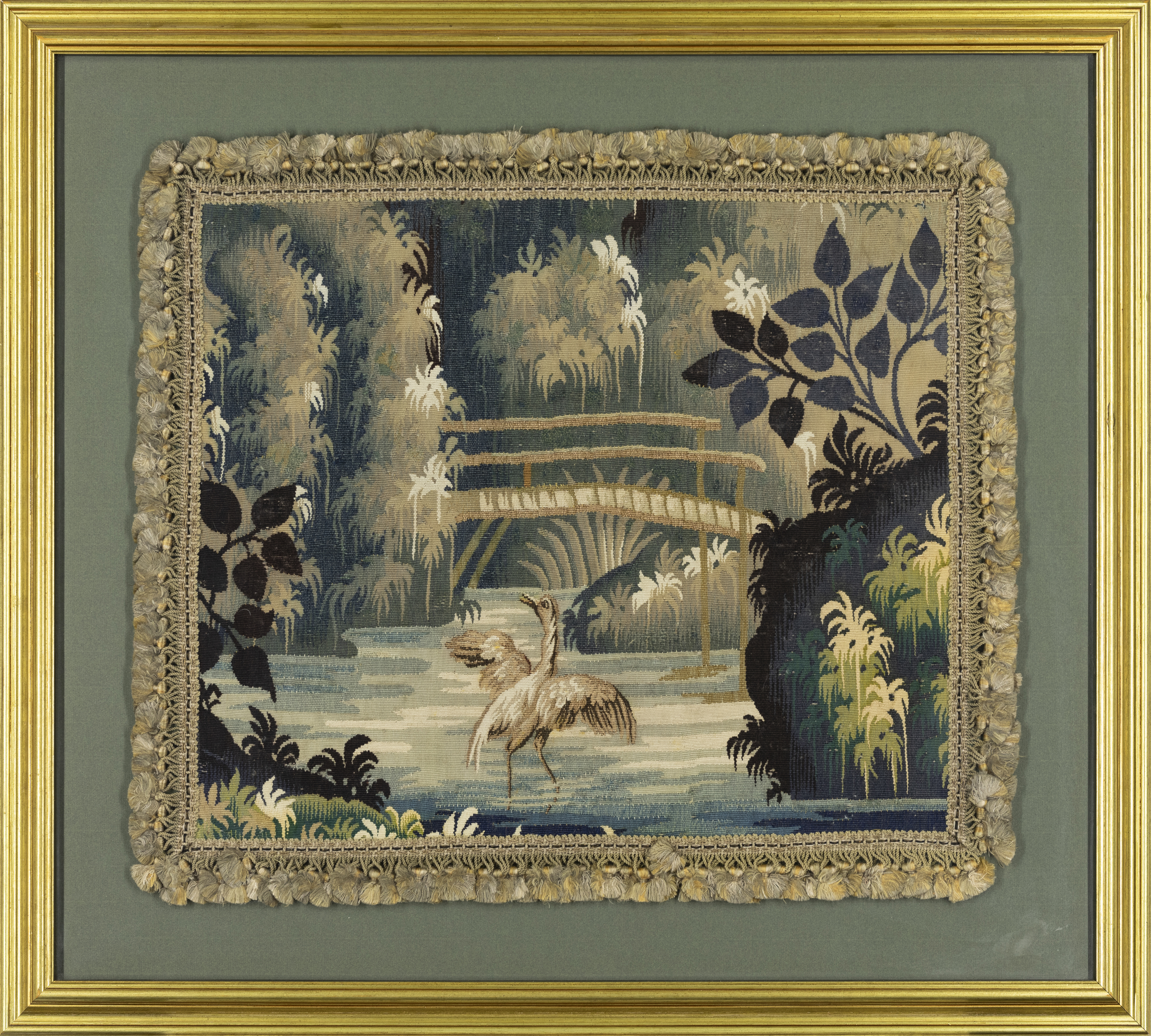 A Flemish verdure tapestry fragment, 17th century, Woven in wools and silks, depicting a heron be... - Image 2 of 2