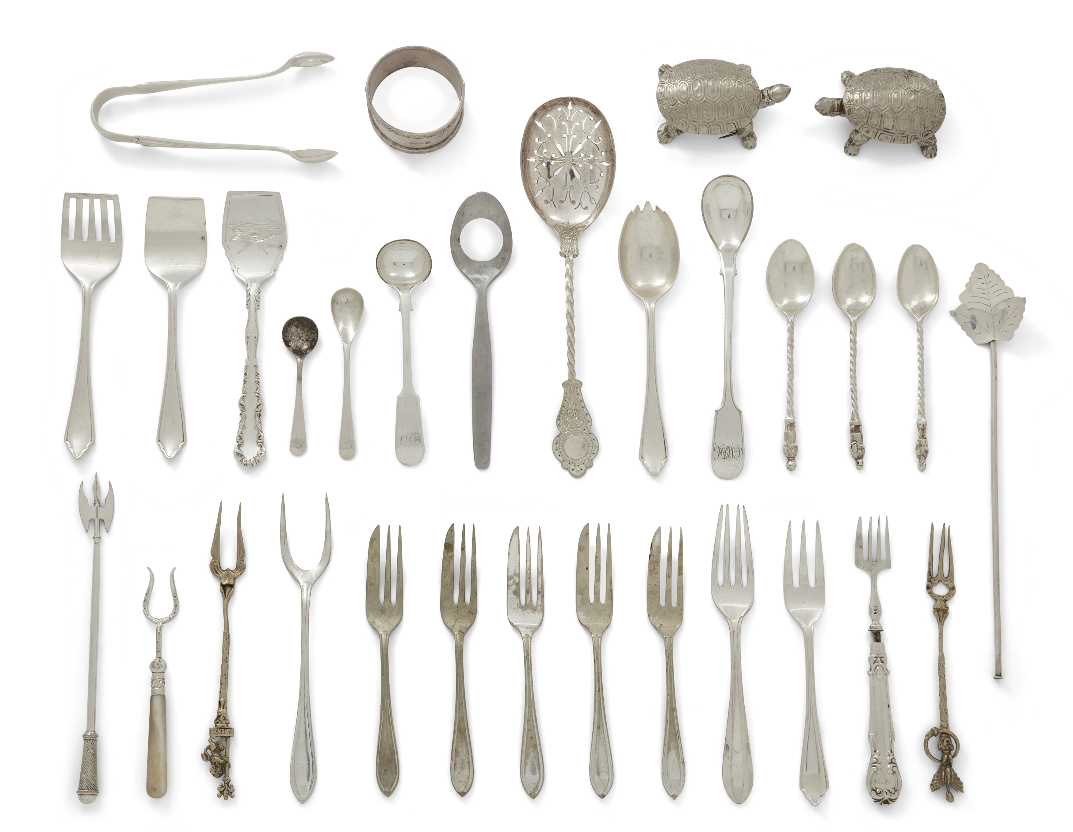A small group of silver, silver plate and metalware, Various dates and makers, The group includin...