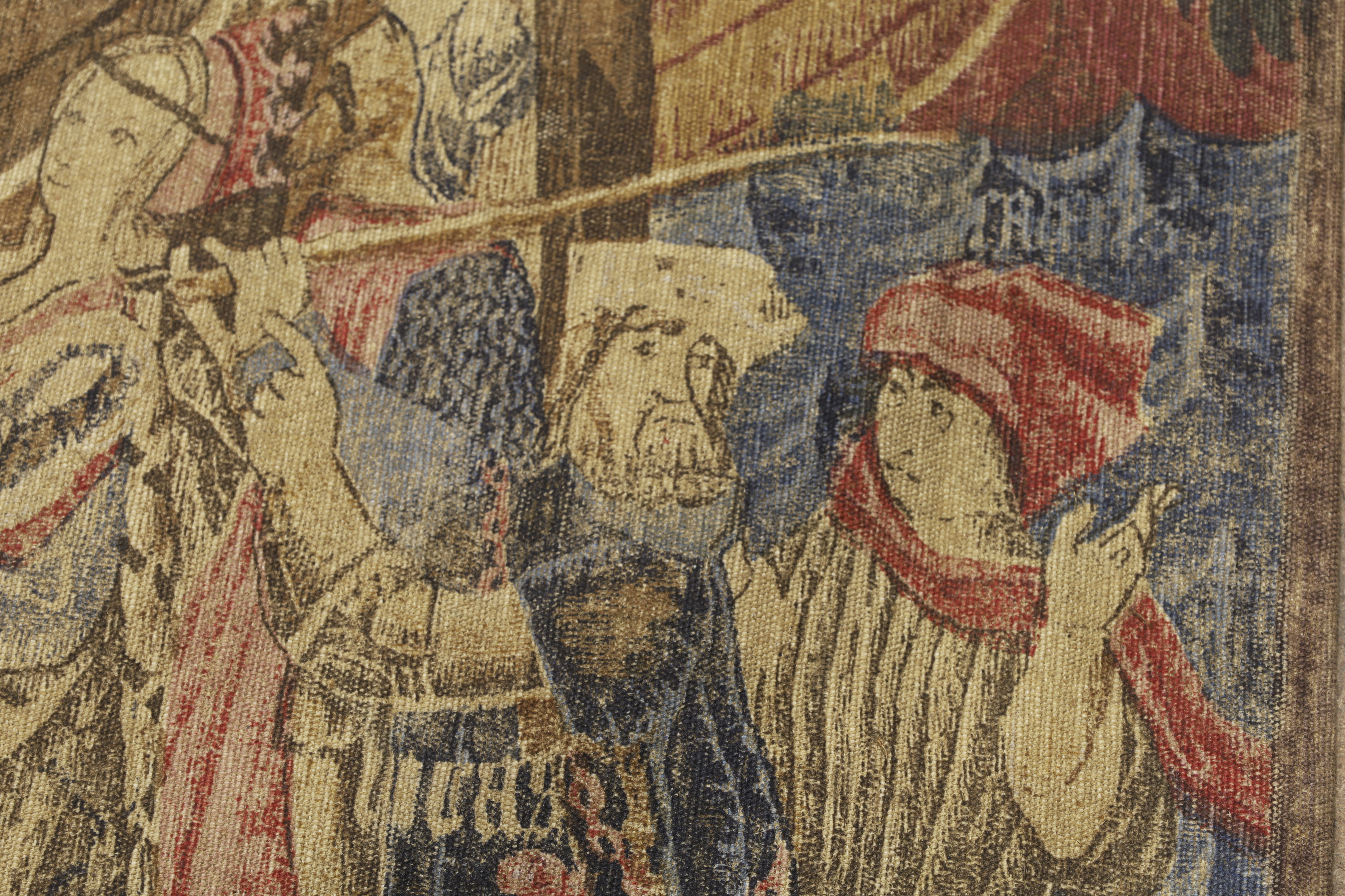 A modern printed tapestry replica of the 16th Netherlandish tapestry 'Battle and Embarkation',  D... - Image 2 of 4