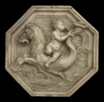 An Italian marble octagonal relief, Probably Rome, in the manner of Alessandro Algardi, 1595/98-1...