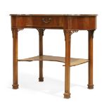 An English mahogany kidney shape writing table,  Of George III style, last quarter 19th century, ...