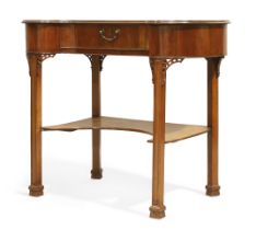 An English mahogany kidney shape writing table,  Of George III style, last quarter 19th century, ...