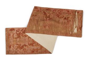 A length of Italian silk velvet, 19th century, Brocaded with flowers in gilt thread, later backed...