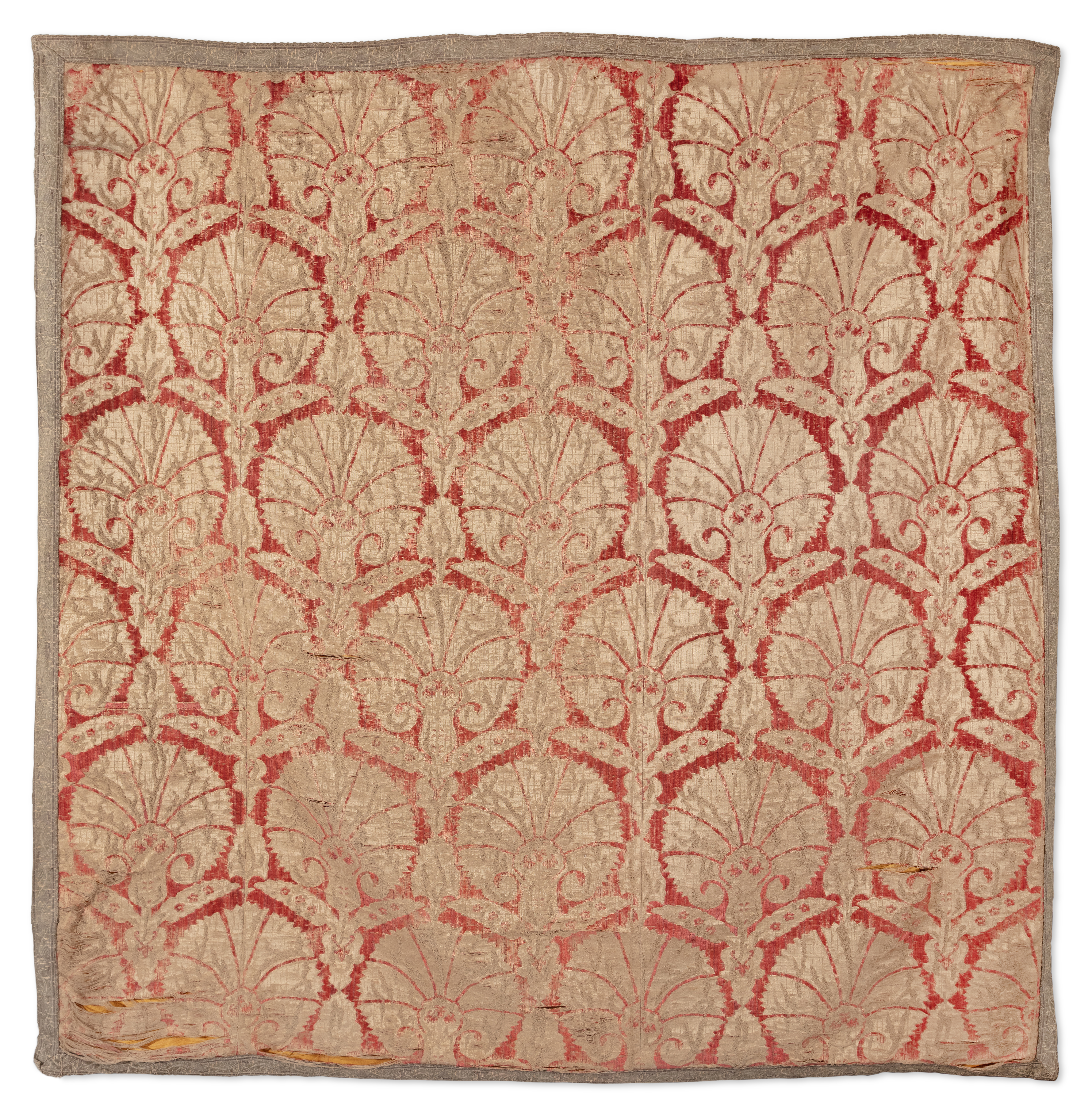 An Ottoman voided silk velvet and metal thread panel, Bursa or Istanbul, Turkey, late 16th / earl... - Image 2 of 2