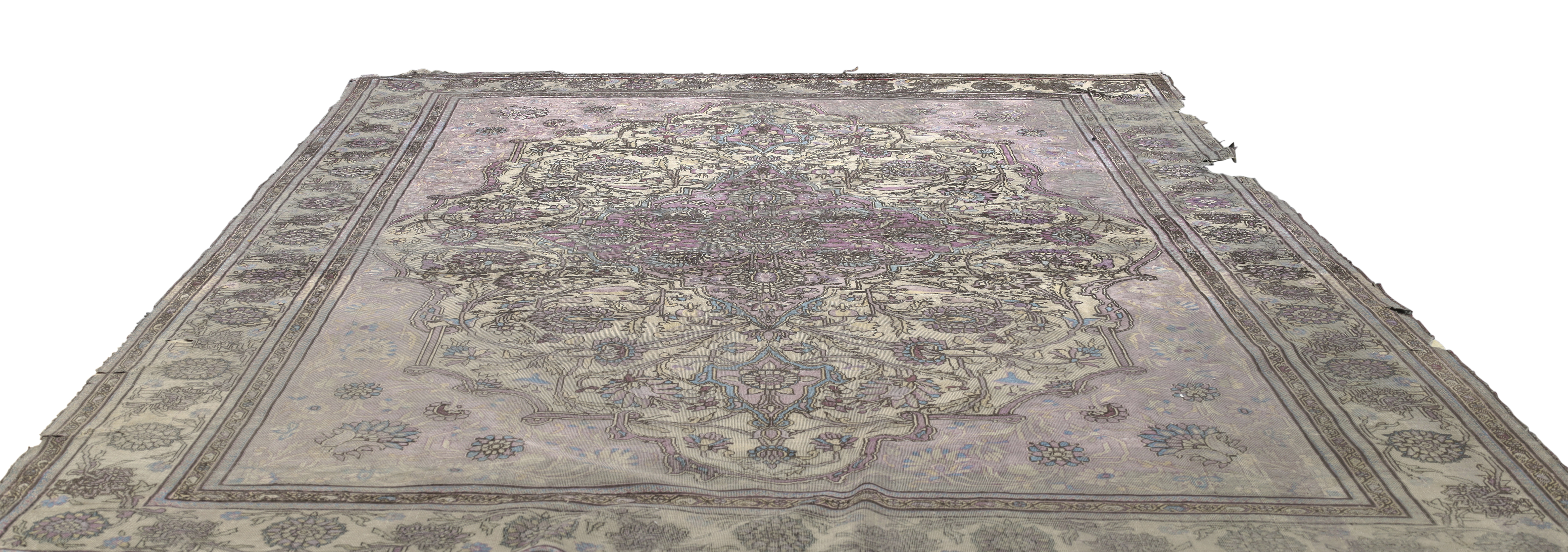 A Persian silk Kashan 'Mohtasham' rug, Last quarter 19th century, The central field with floral m... - Image 2 of 3