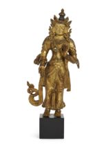 A Sino-Tibetan gilt copper-alloy figure of Padmapani Avalokiteshvara, 18th / 19th century, Poised...