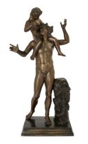 An Italian bronze model of a Faun with the Infant Bacchus, After the Antique, first half 19th cen...