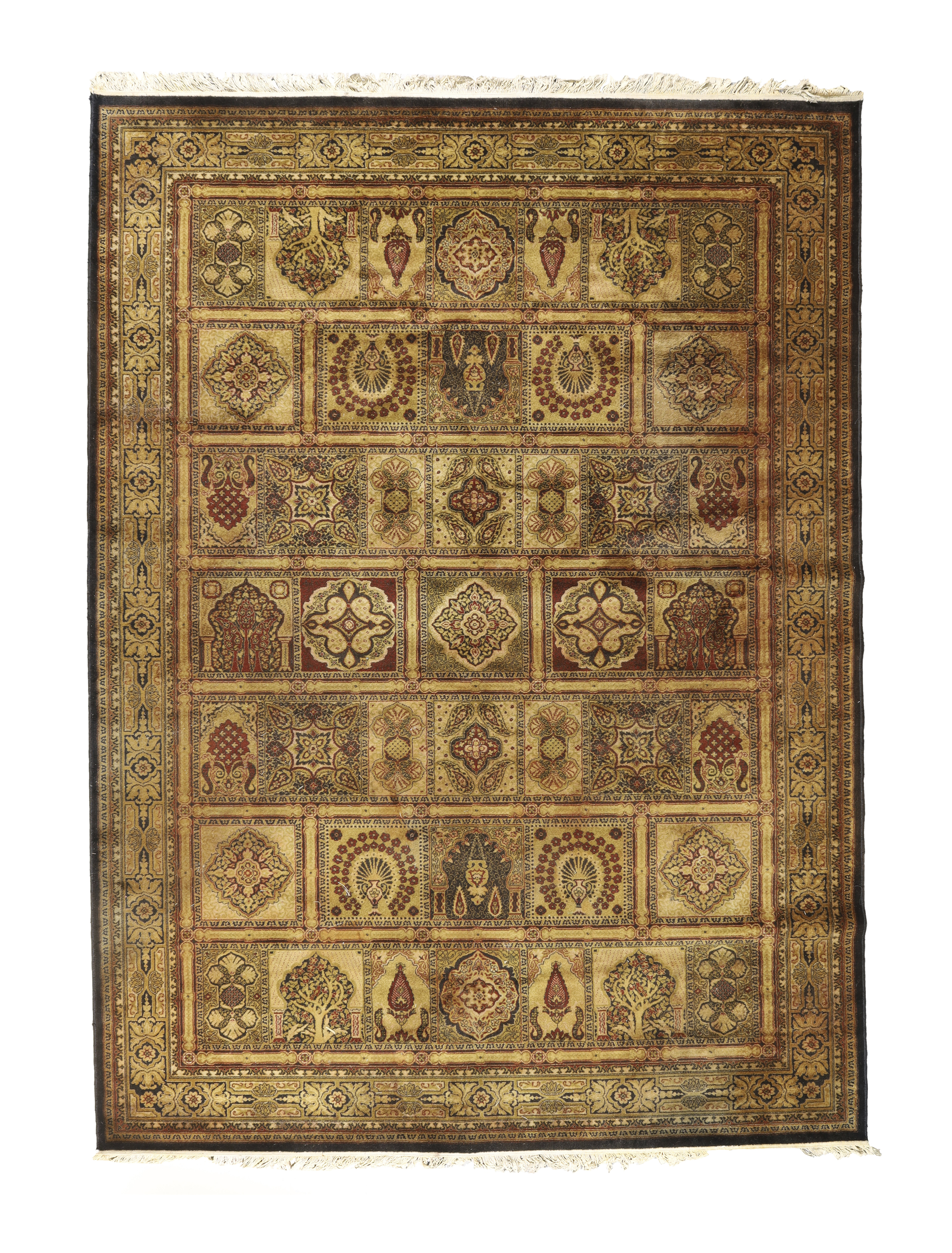 A Prado Orient Keshan super wool carpet, Last quarter 20th century, With tile design having vario...