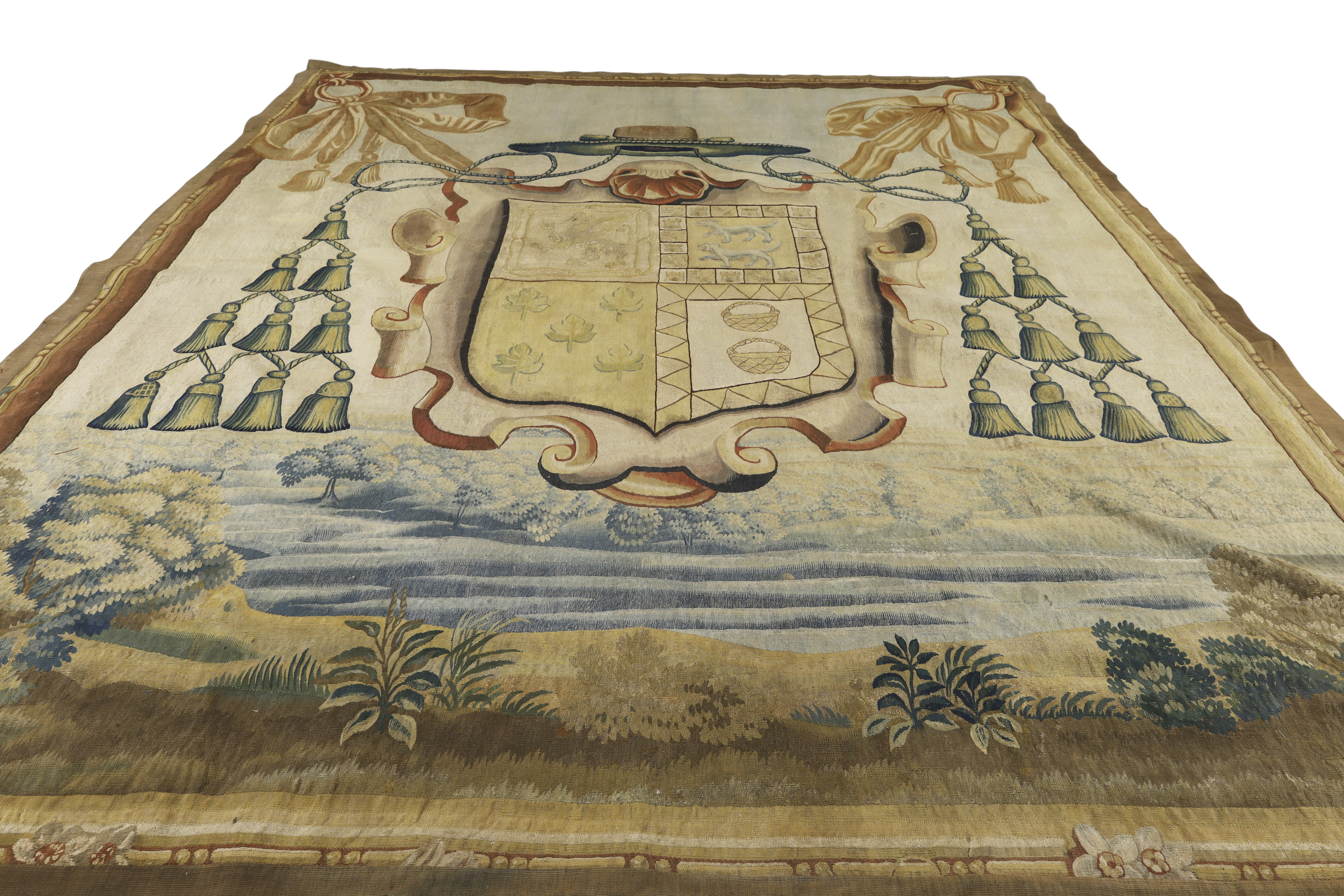 A Flemish armorial tapestry, Possibly Brussels, 17th century, Woven in wools and silks with the c... - Image 2 of 4