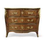 A Louis XV ormolu-mounted kingwood parquetry serpentine commode, By Guillaume Schwingkens, second...