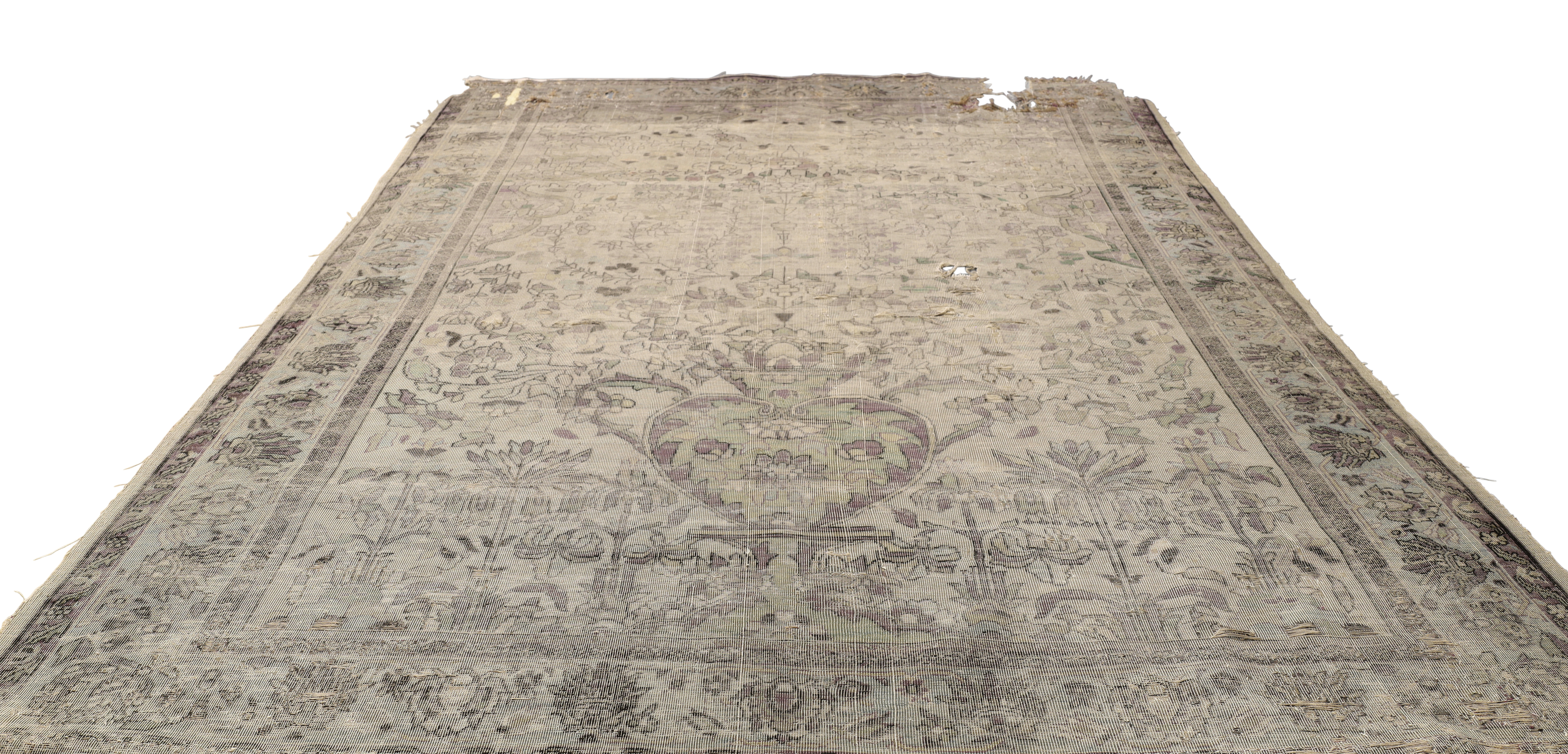 A Persian silk Kashan 'Mohtasham' rug, Last quarter 19th century, The central field with vase of ... - Image 2 of 5
