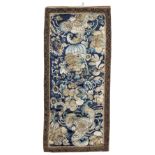 A Chinese silk embroidered panel, Late Qing dynasty, Decorated with fruit and butterflies, 53.5 x...