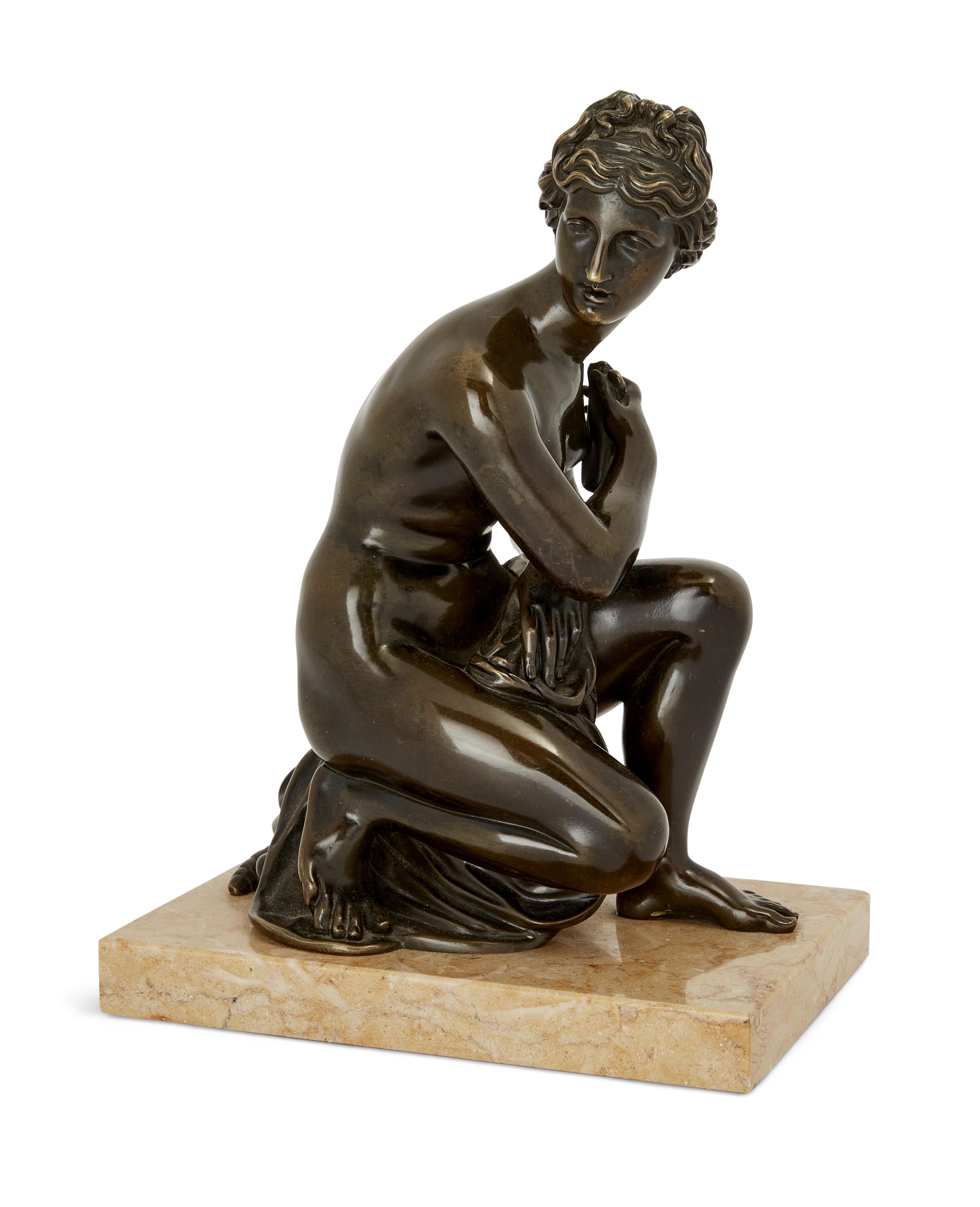 After Charles Antoine Coysevox, French, 1640-1720, a French bronze model of the Crouching Venus, ...