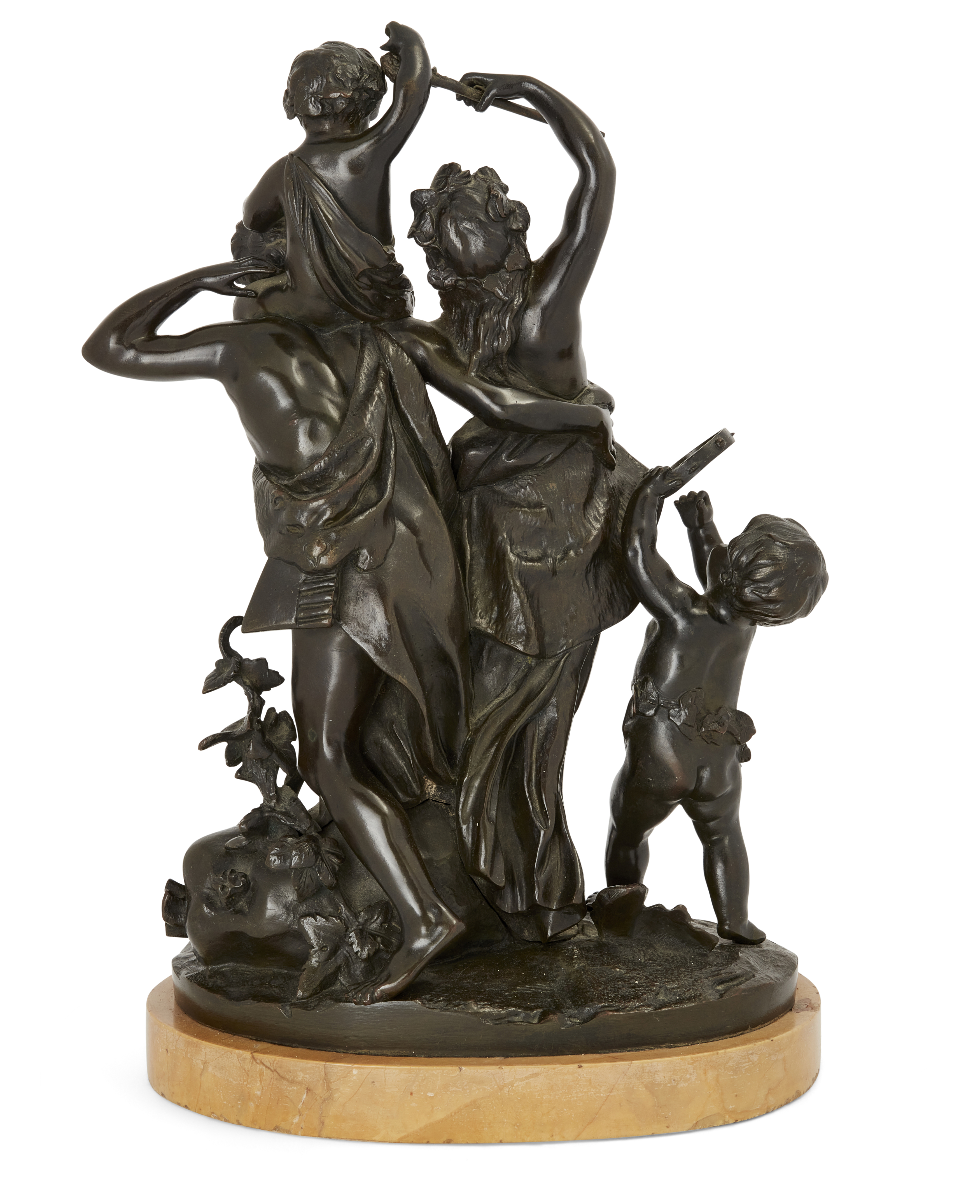 After Claude Michel, called Clodion, French, 1738-1814, a French bronze Bacchic group, Late 19th ... - Image 2 of 2