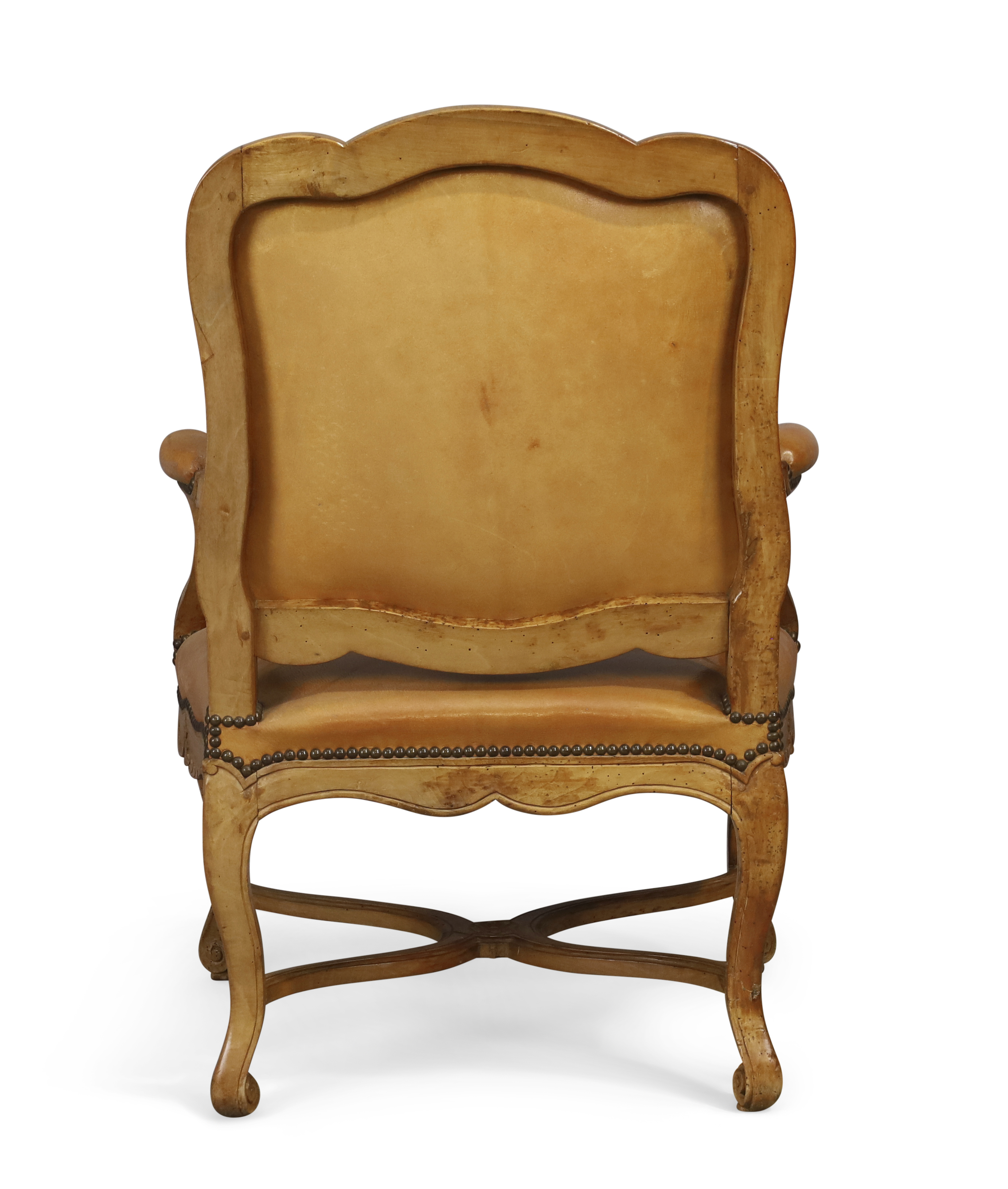 A pair of French walnut fauteuils, Of Regence style, first quarter 19th century, Each with carved... - Image 4 of 5