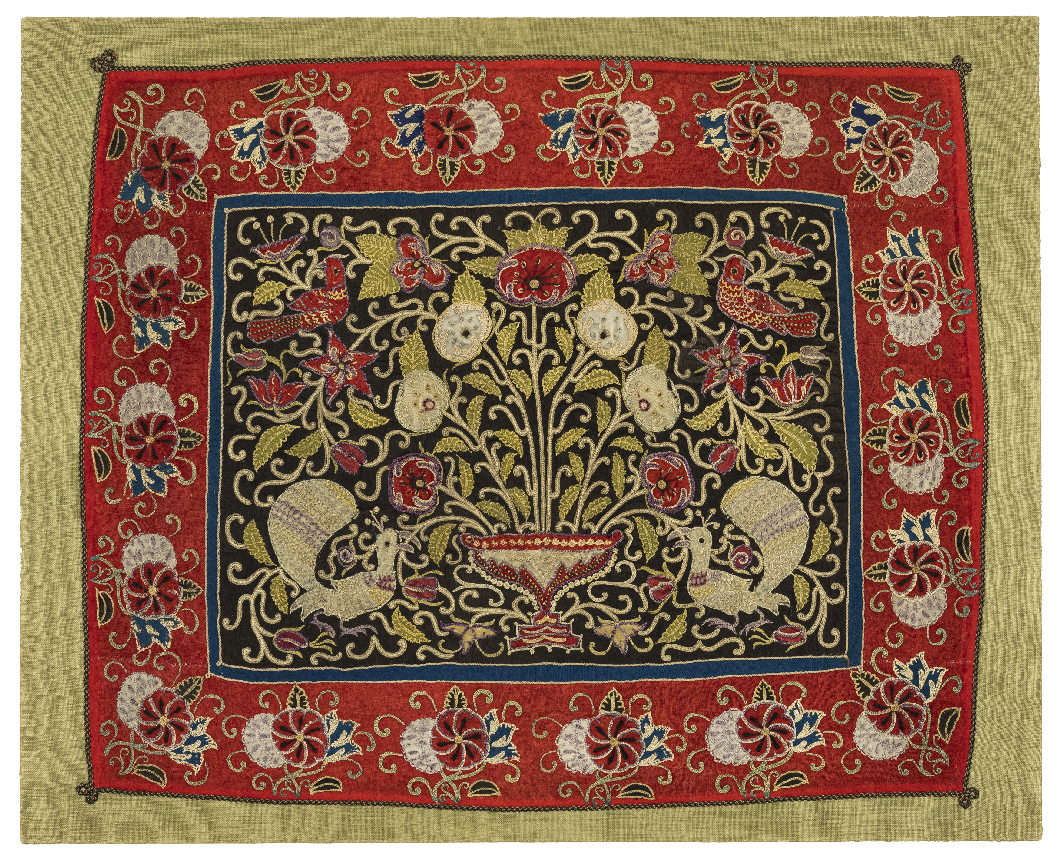 Two embroidered Rescht panels, Rescht, Qajar Southeast Iran, 19th century,   Fine polychrome silk... - Image 3 of 3