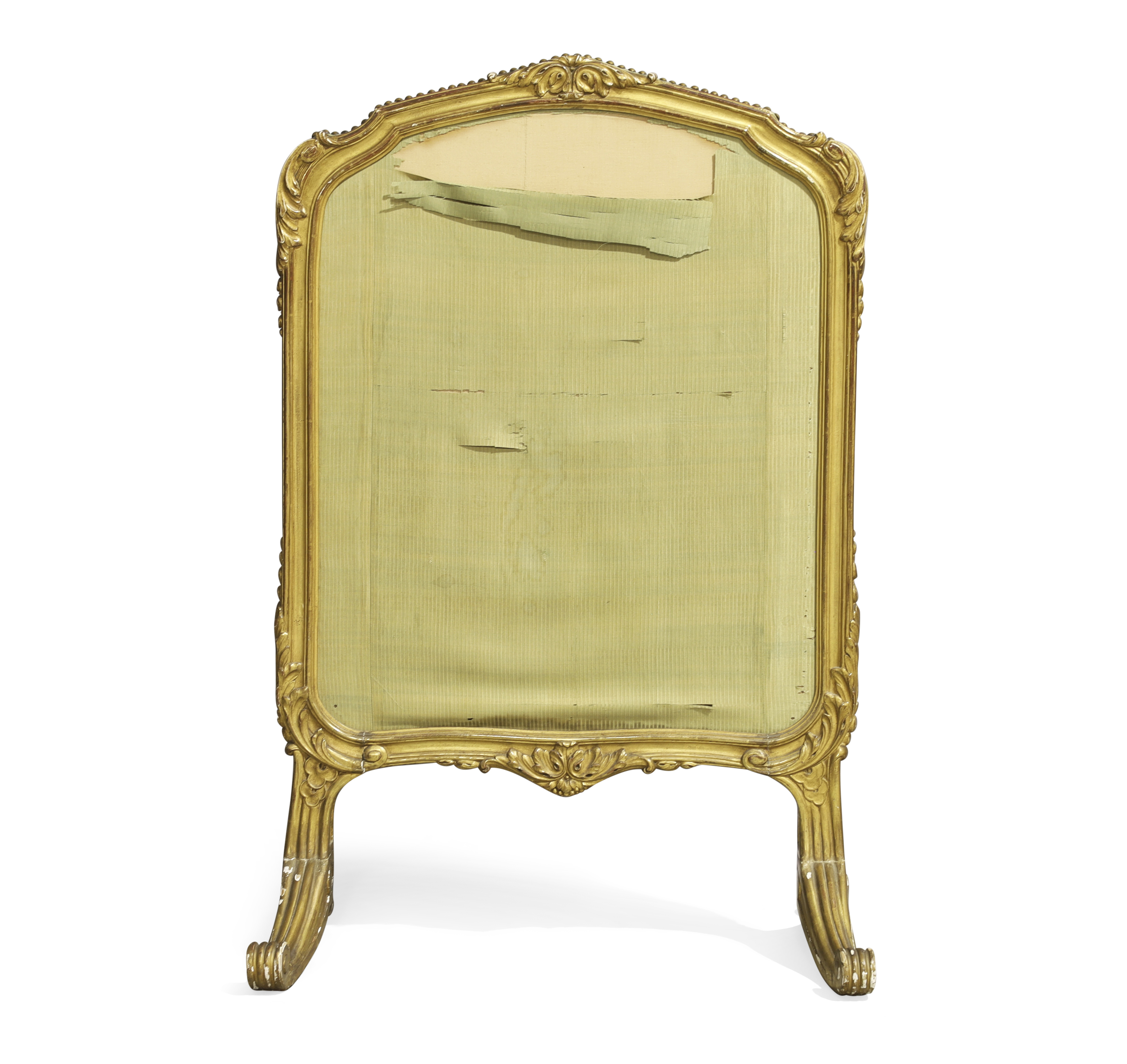 A French giltwood firescreen,  Early 20th century,  Inset with an 18th century Aubusson tapestry ... - Image 4 of 4