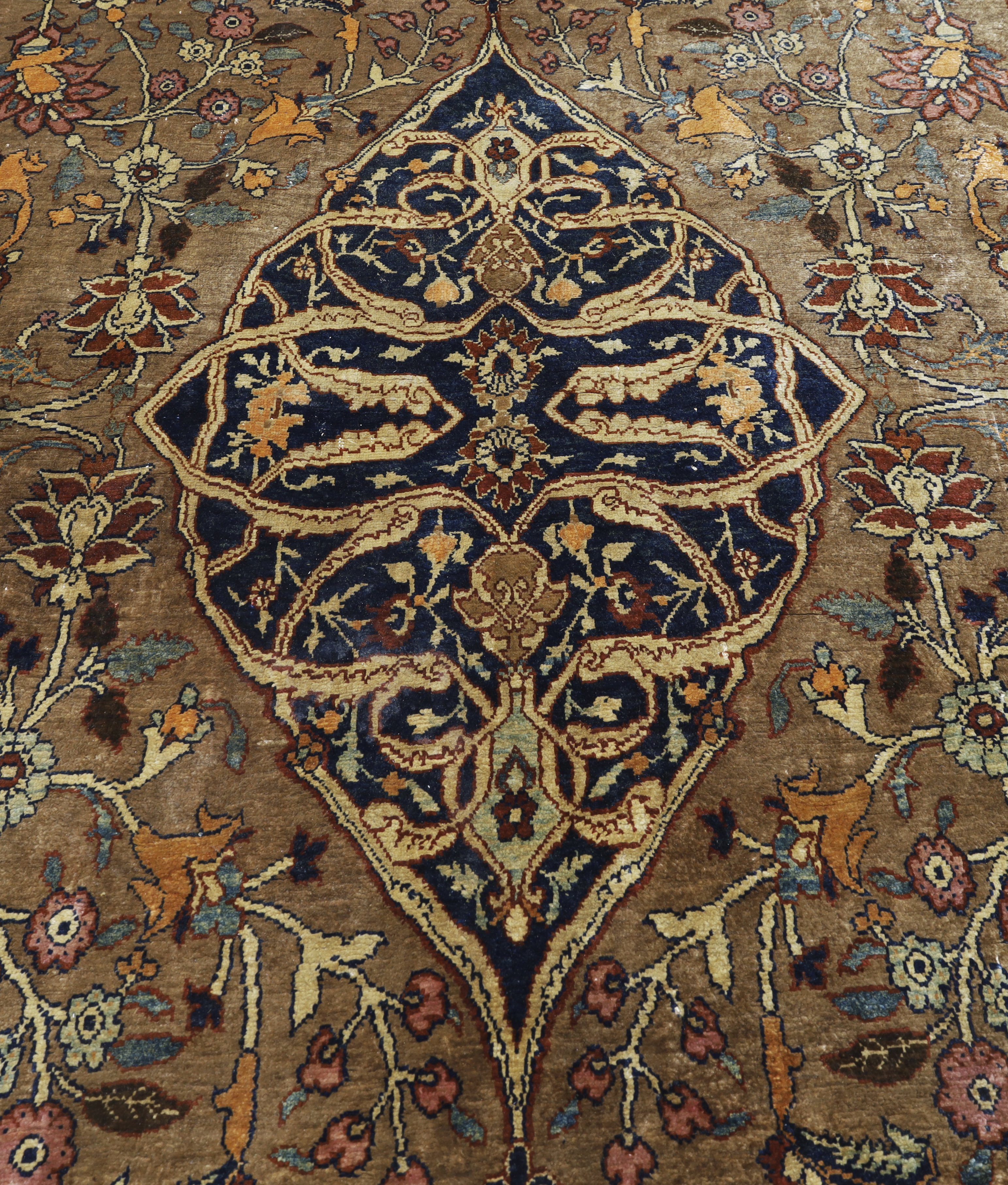 A Persian silk Heriz rug, Second half 19th century,  The central field with floral medallion surr... - Image 3 of 4