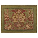 An Italian silk brocade panel,  18th century, With palmette flowers on a red ground, later mounte...