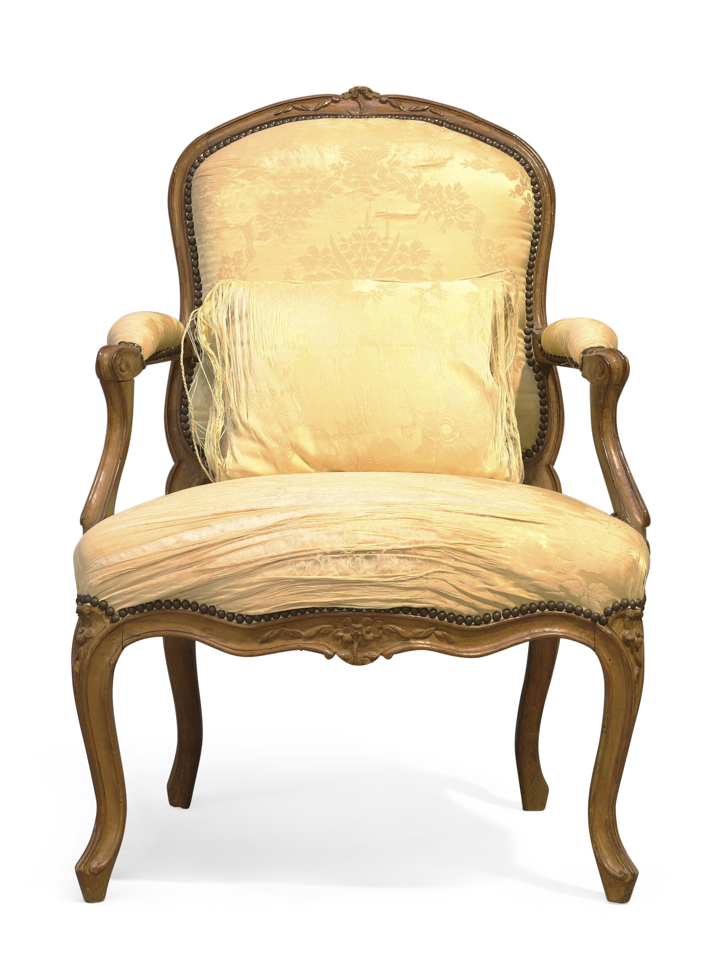 A pair of French beechwood fauteuils, Of Louis XV style, last quarter 19th century, With carved f... - Image 3 of 5