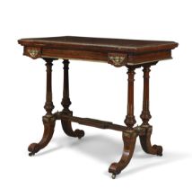 A Victorian gilt-brass mounted walnut and amboyna card table, By Charles Nosotti, third quarter 1...