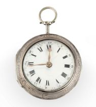 Abraham Bernard, Bristol, a silver pair case pocket watch, London hallmark 1782, Gilt full plate ...