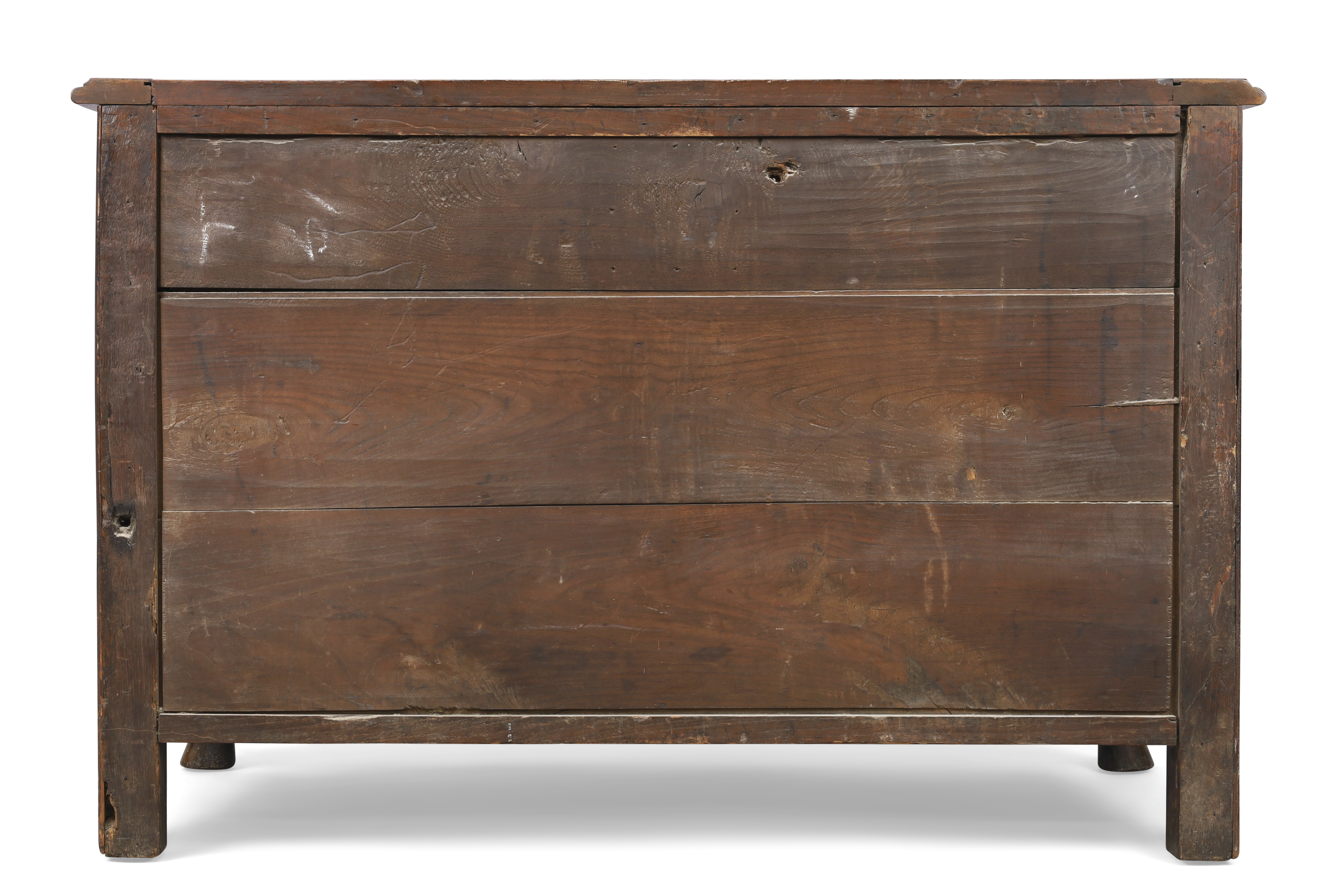 A provincial Louis XV mahogany commode, Second quarter 18th century, With three long drawers, on ... - Image 4 of 4