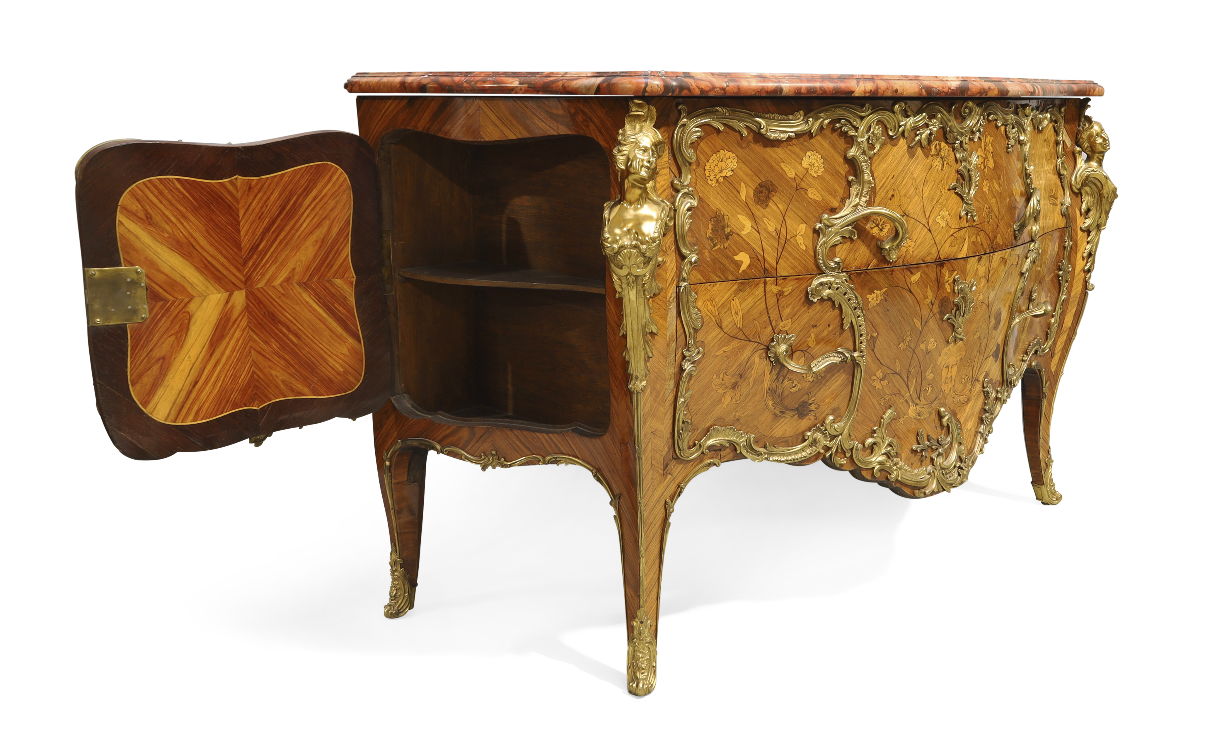 A French ormolu-mounted kingwood and marquetry serpentine front commode, Retailed by Edwards and ... - Image 5 of 6