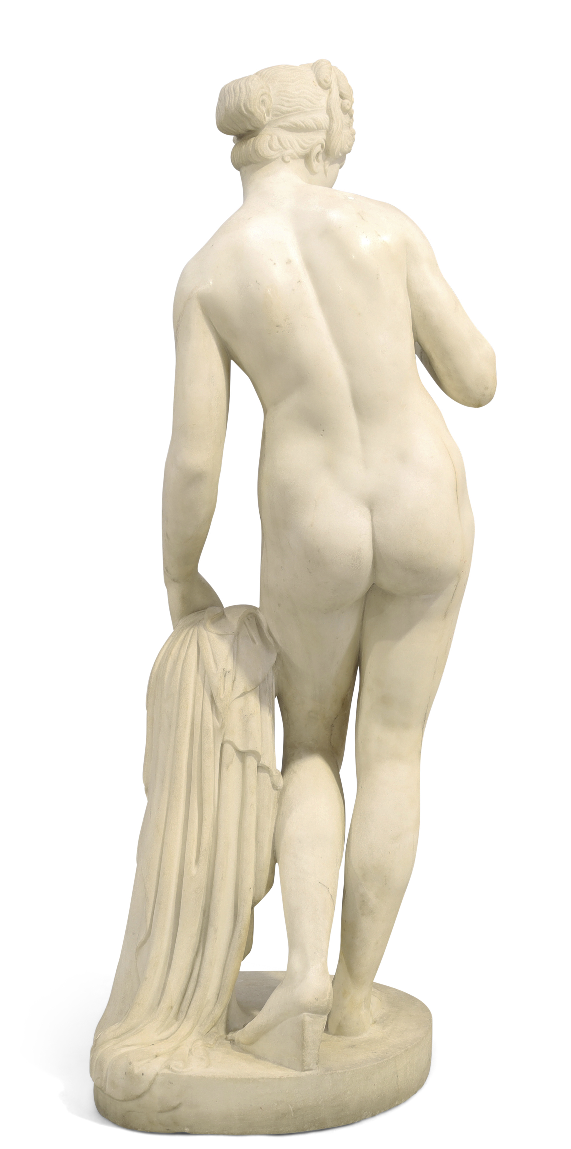 After Bertel Thorvaldsen, Swedish, 1770-1844, an Italian marble figure of Venus with an Apple,  E... - Image 2 of 2