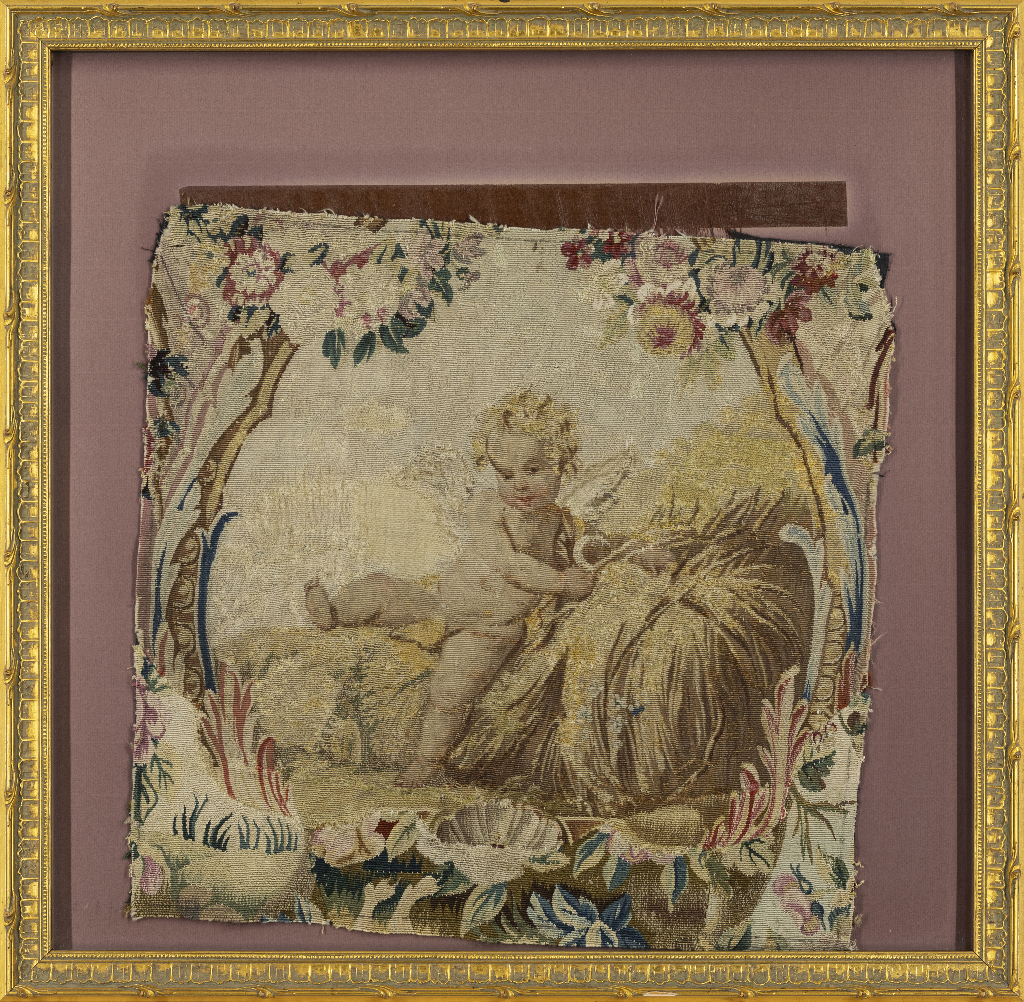 An Aubusson tapestry fragment, Second half 18th century, Woven in wools and silks, depicting a wi... - Image 2 of 2