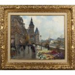 Georges Stein, French 1864-1917, Flower market, Quai de l'Horlage, Paris,  Oil on canvas, signed ...