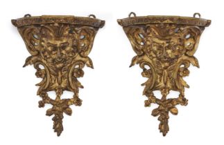A pair of French gilt-bronze wall brackets, Of Regence style, late 19th century / early 20th cent...