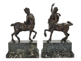 A pair of Italian bronze models of the Furietti Centaurs, After the Antique, first half 19th cent...