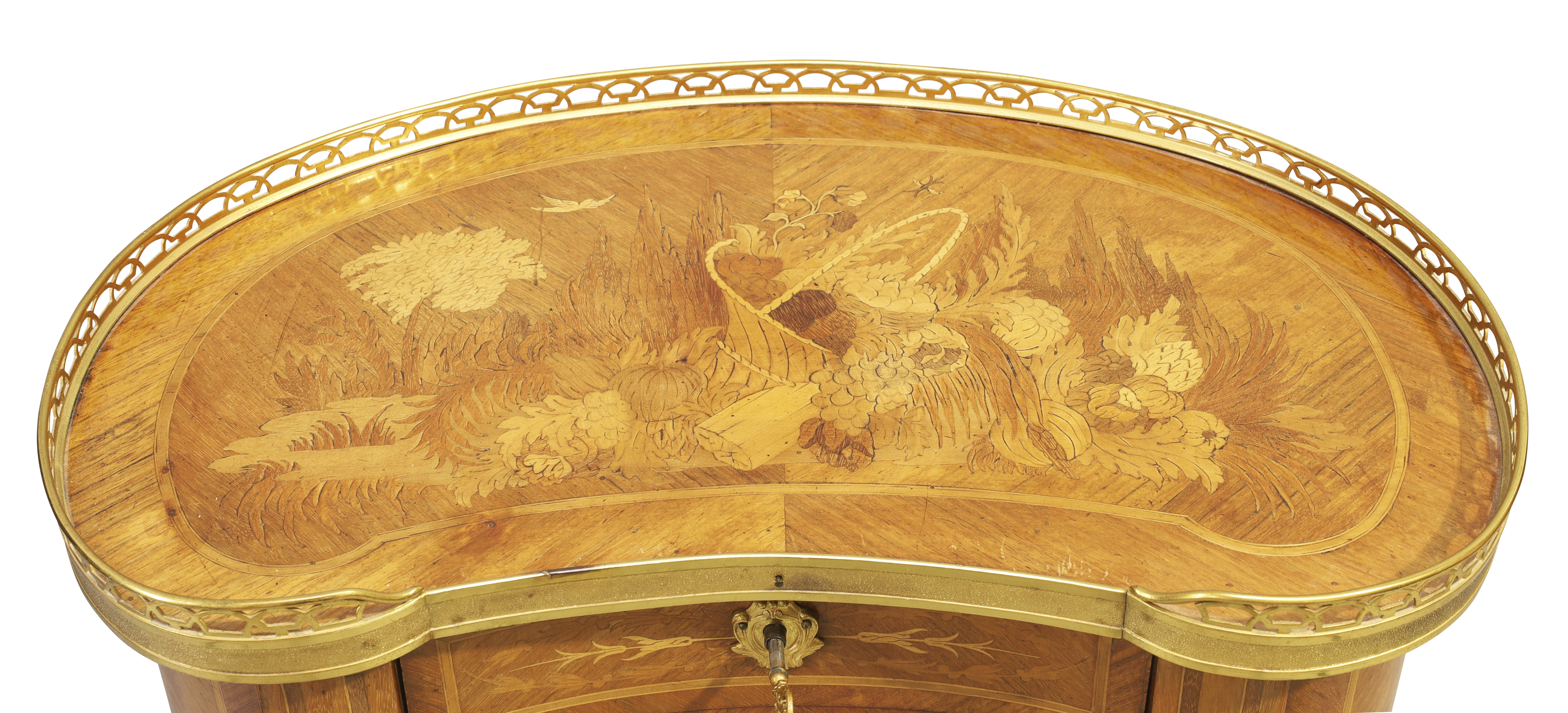 A French kingwood and marquetry inlaid kidney shape side table, In the manner of Charles Topino, ... - Image 3 of 4