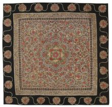 An embroidered panel, Rescht, Southeast Persia, c.1850,     Of square form, applied and embroider...