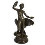 After Laurent-Honoré Marqueste, French, 1848-1920, a French bronze group of Hebe and Jupiter’s Ea...
