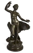 After Laurent-Honoré Marqueste, French, 1848-1920, a French bronze group of Hebe and Jupiter’s Ea...