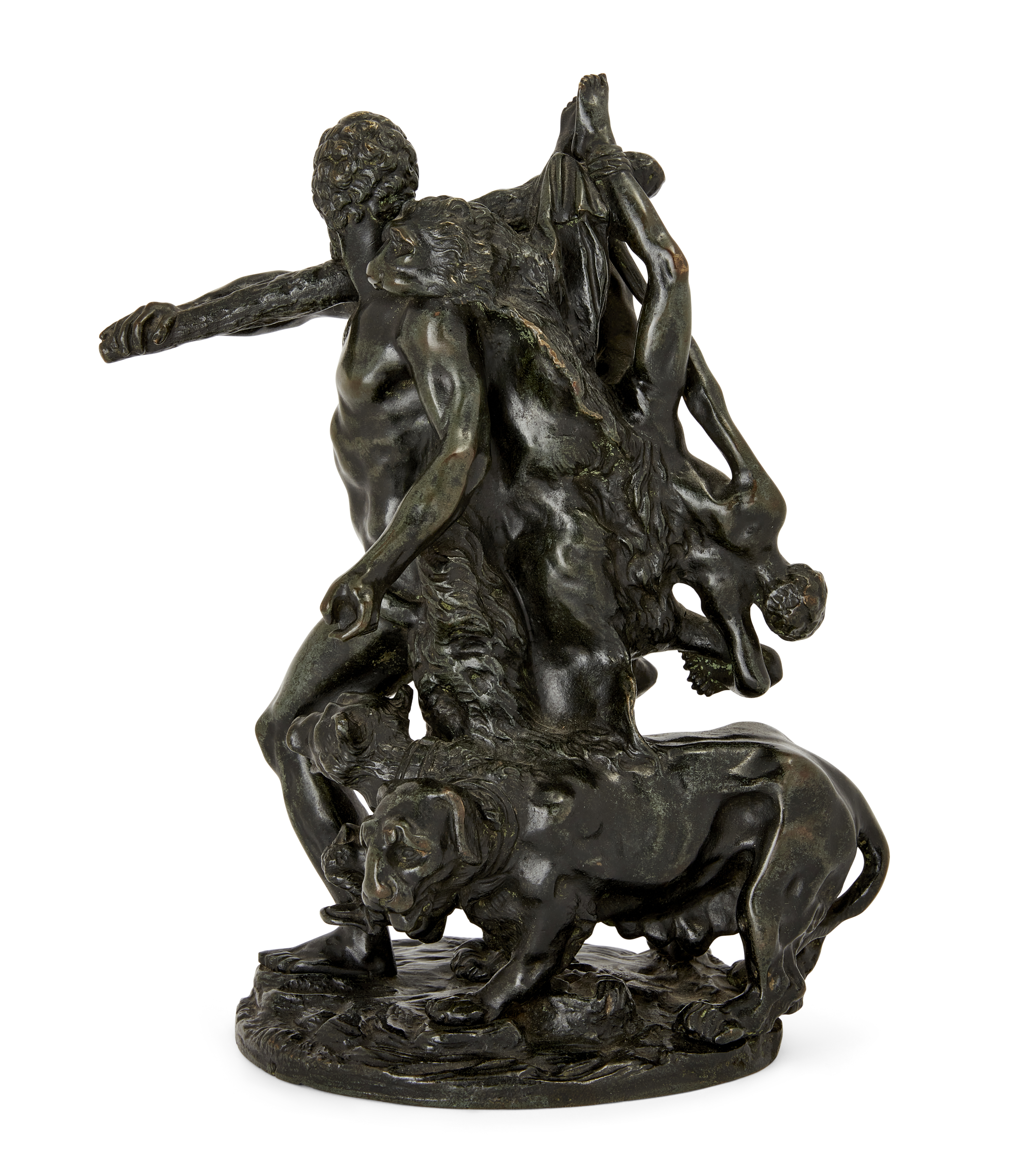 An Italian bronze group of Hercules and Cerberus, Late 19th century, Depicted standing with two f... - Image 2 of 2