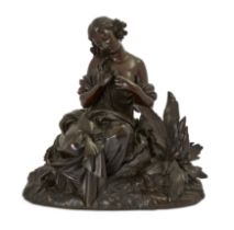 After Francois Alexandre Devaux, French, 1840-1904, a French bronze model of a seated lady, Last ...