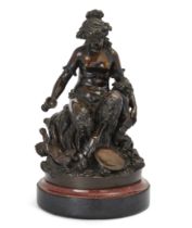 After Claude Michel, called Clodion, French, 1738-1814, a French bronze group of a female faun wi...