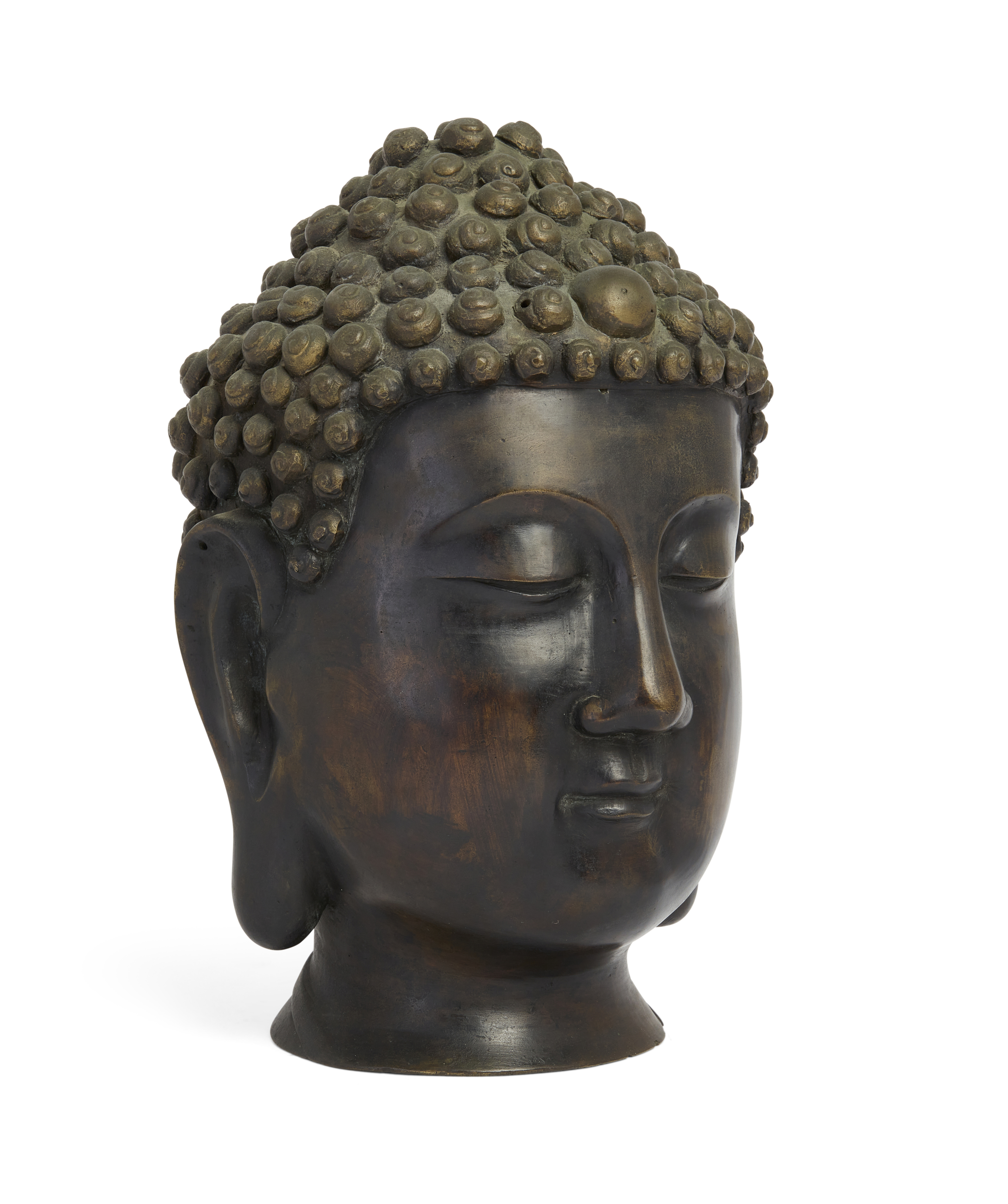 A large Thai bronze head of Buddha, Early 20th century, 30cm high - Image 2 of 2