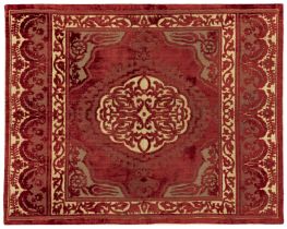 A rectangular embroidered silk and metal-thread on velvet panel, Ottoman Turkey, 19th century,   ...