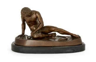 A French bronze model of the Dying Gaul, After the Antique, late 19th century, Depicted slumped o...